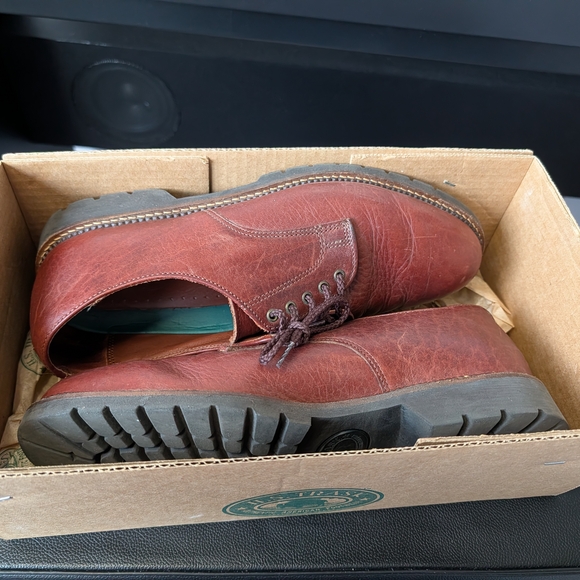 H.S. Trask Bison Leather Oxford Shoes Lug Sole USA Made Men’s 11 N - Picture 12 of 14